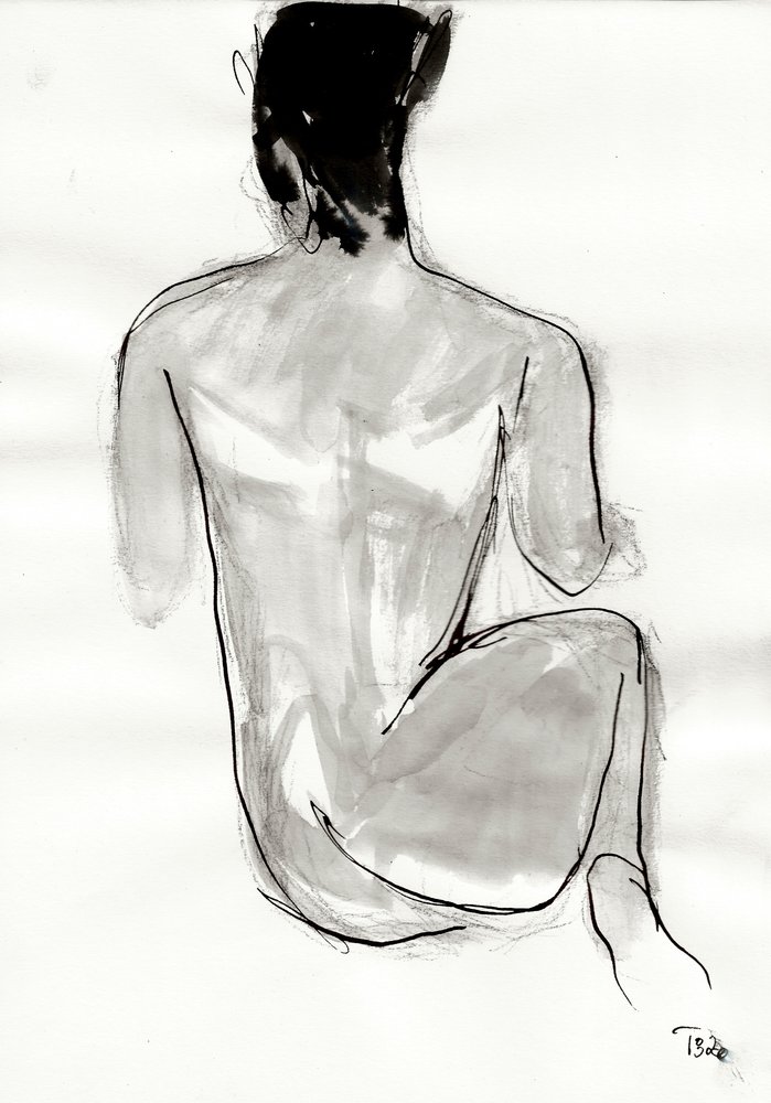 Disegno dal vero di una figura a riposo da Tore Bahnson