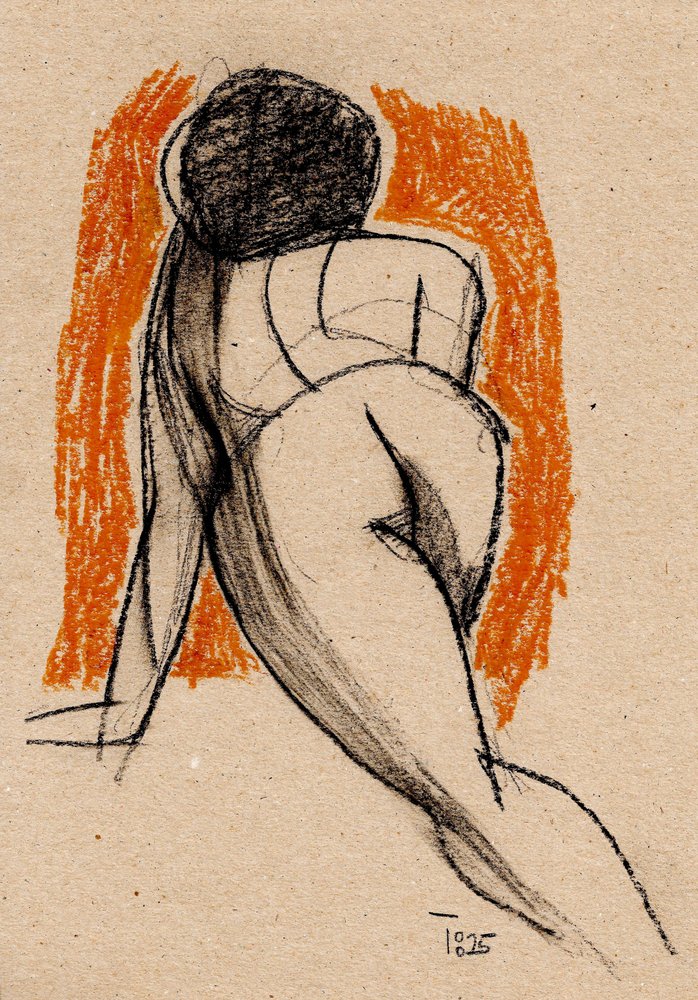 Disegno dal vero di una figura seduta da Tore Bahnson