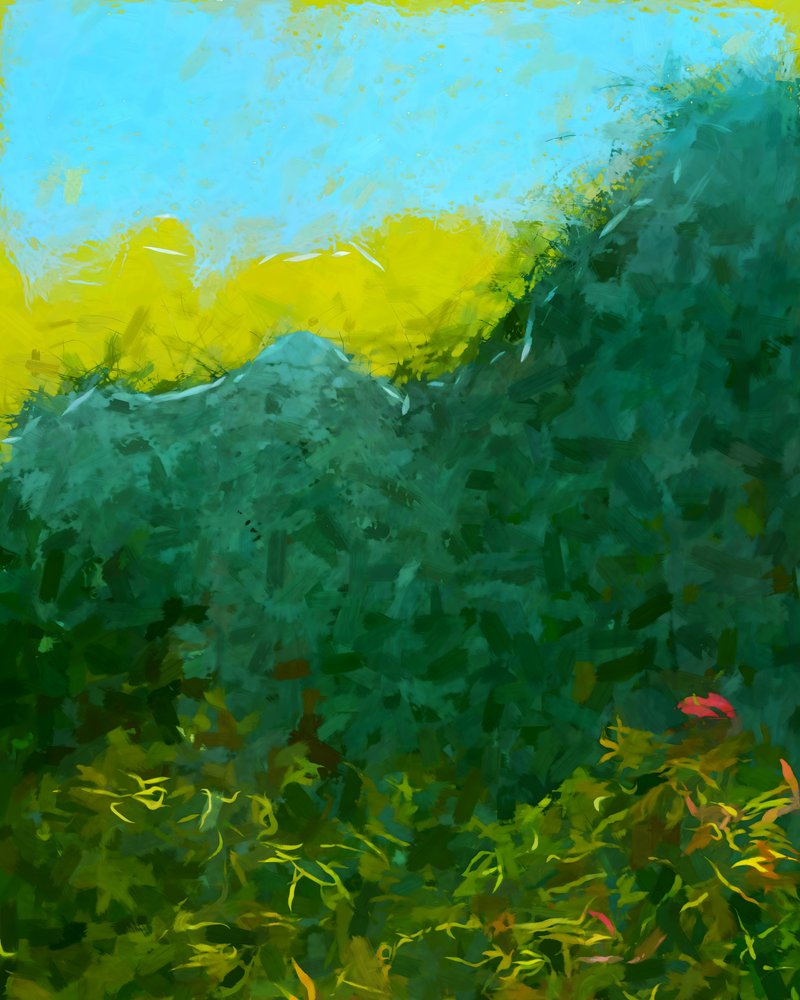 Un paesaggio montano dai colori vivaci da Uma Gokhale