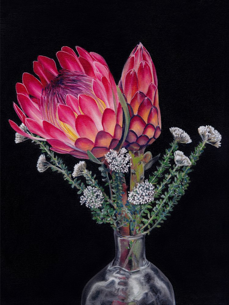 Bouquet di protee dai colori vivaci da Viccy Wanliss