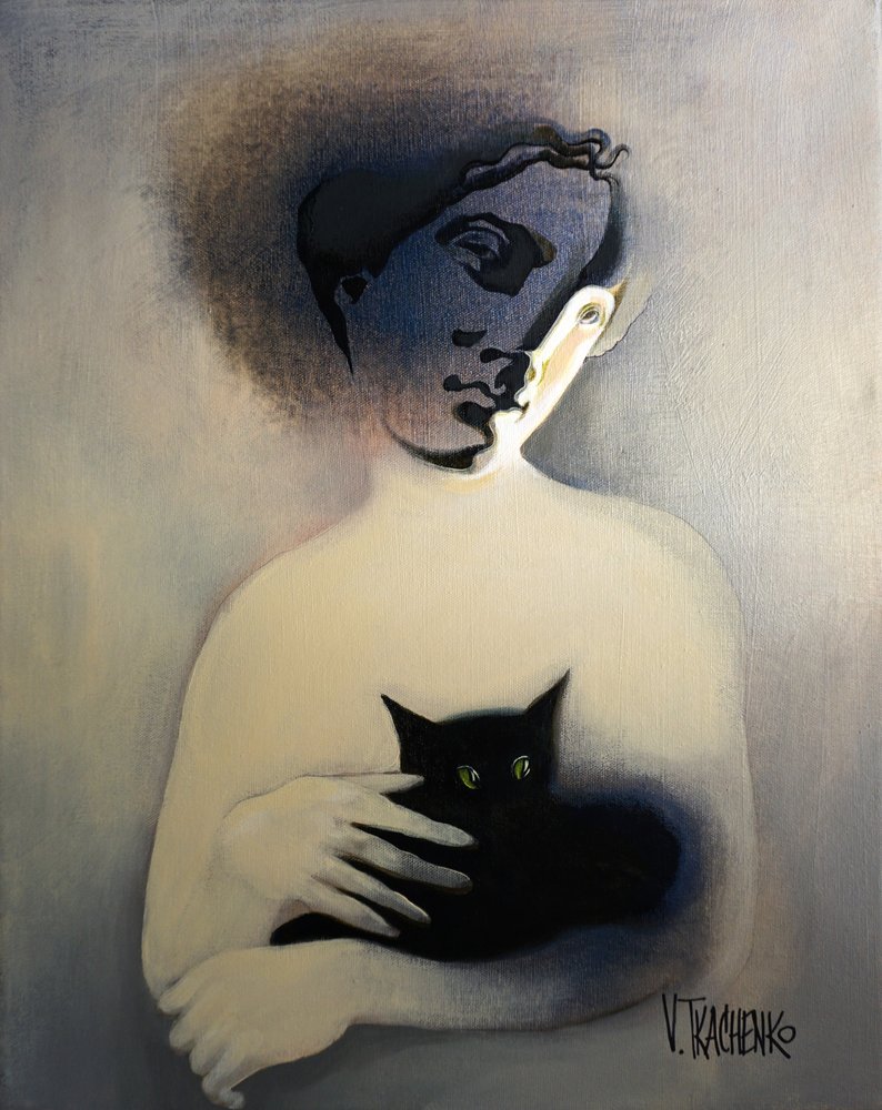 La misteriosa figura del gatto nero da Victor Tkachenko