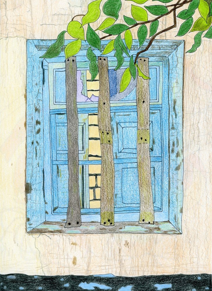 Finestra blu in stile rustico da Viktoriia Saunina