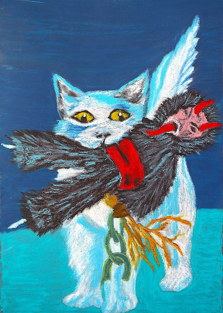 Il gatto alato cattura il demone da Viktoriia Saunina