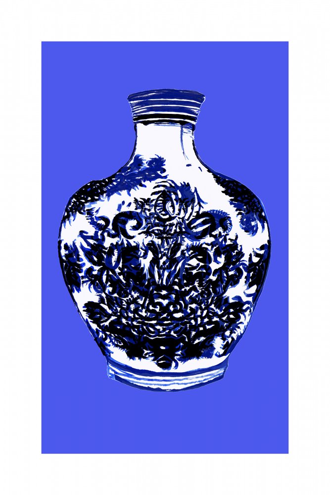 Vaso blu e bianco da cartissi