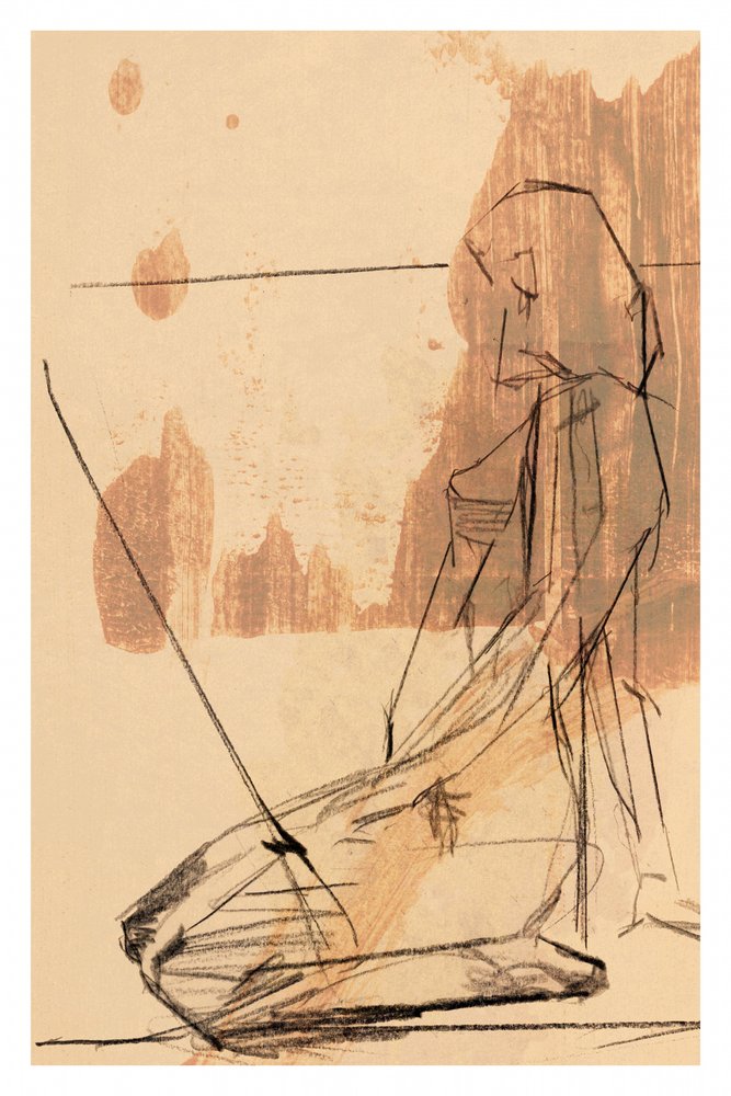 Figura astratta contemplativa da cartissi