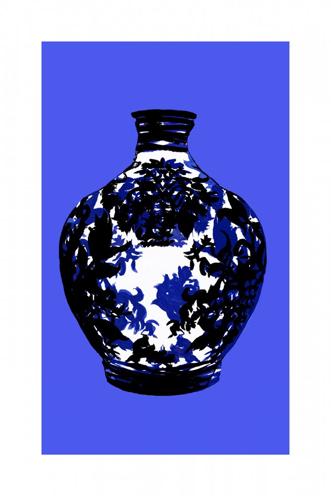 Elegante vaso floreale blu da cartissi