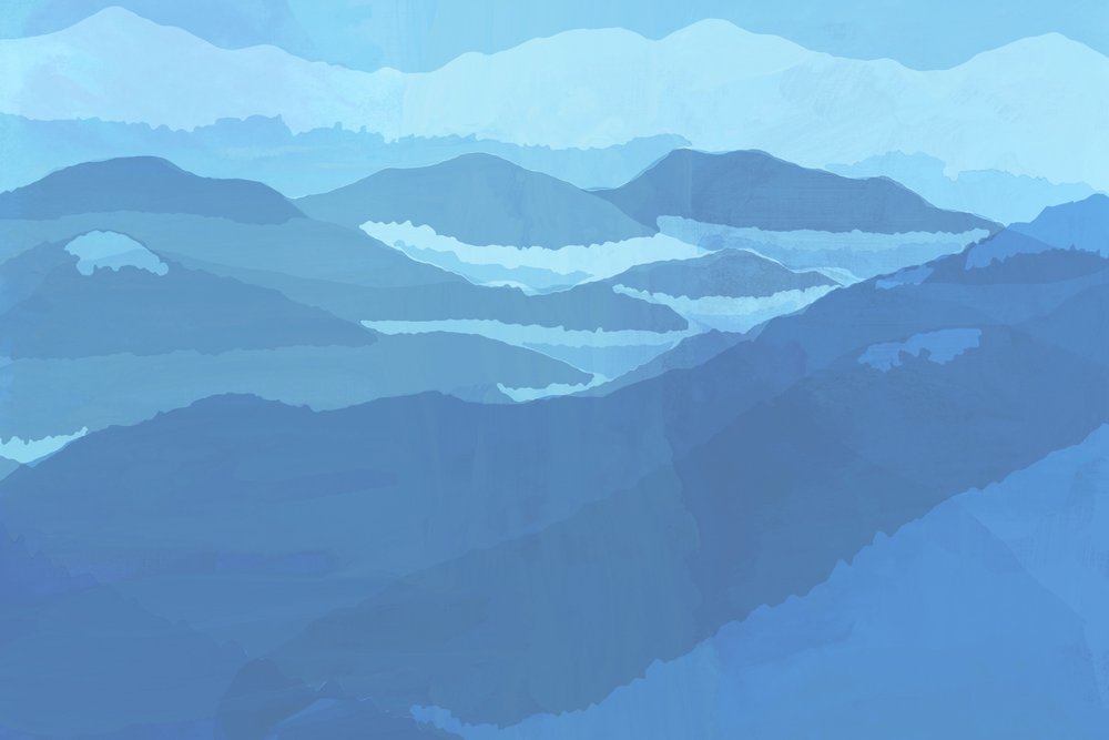 Montagne Blu avvolte nella nebbia da cartissi