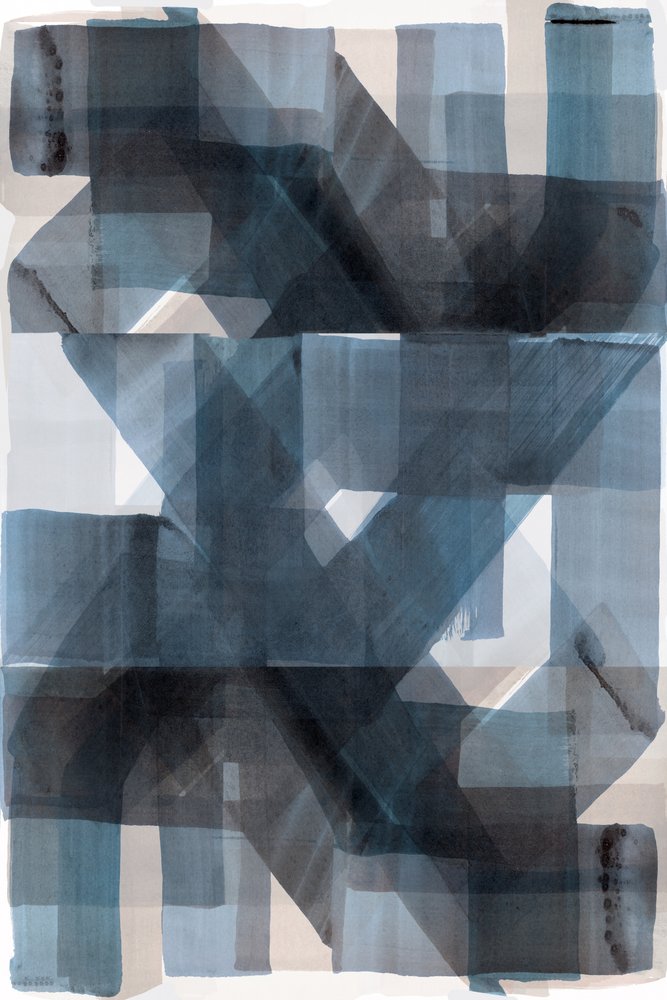 Motivi geometrici blu sovrapposti da cartissi