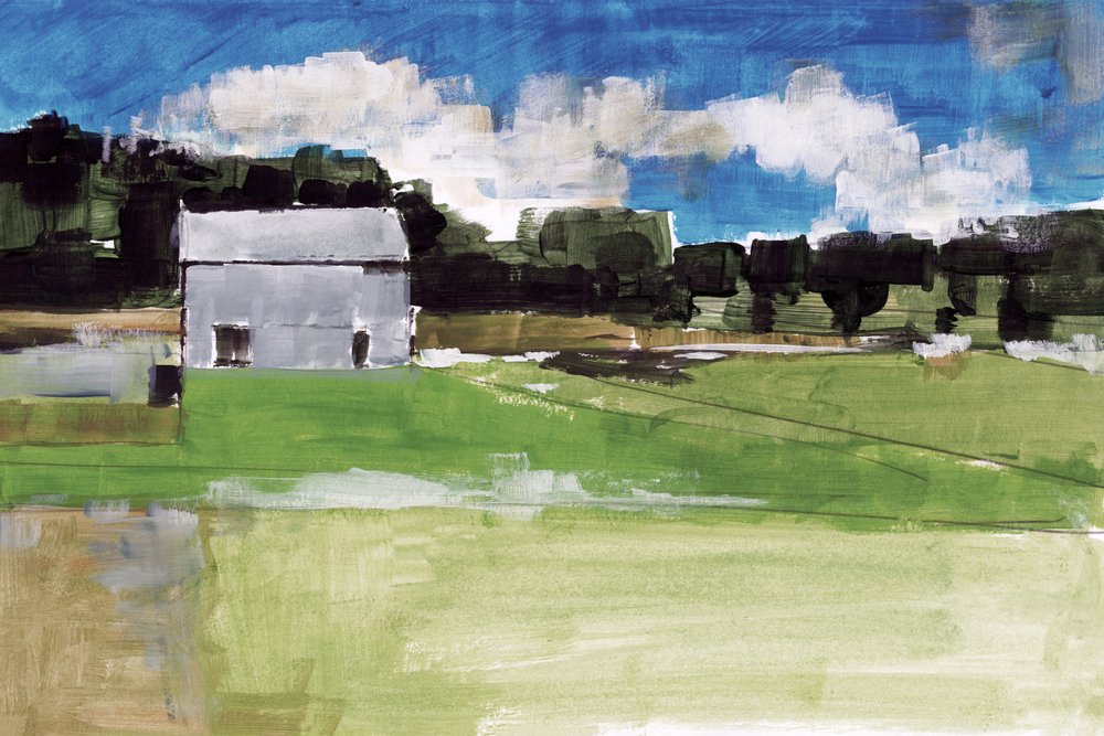 Paesaggio con fienile rustico da cartissi