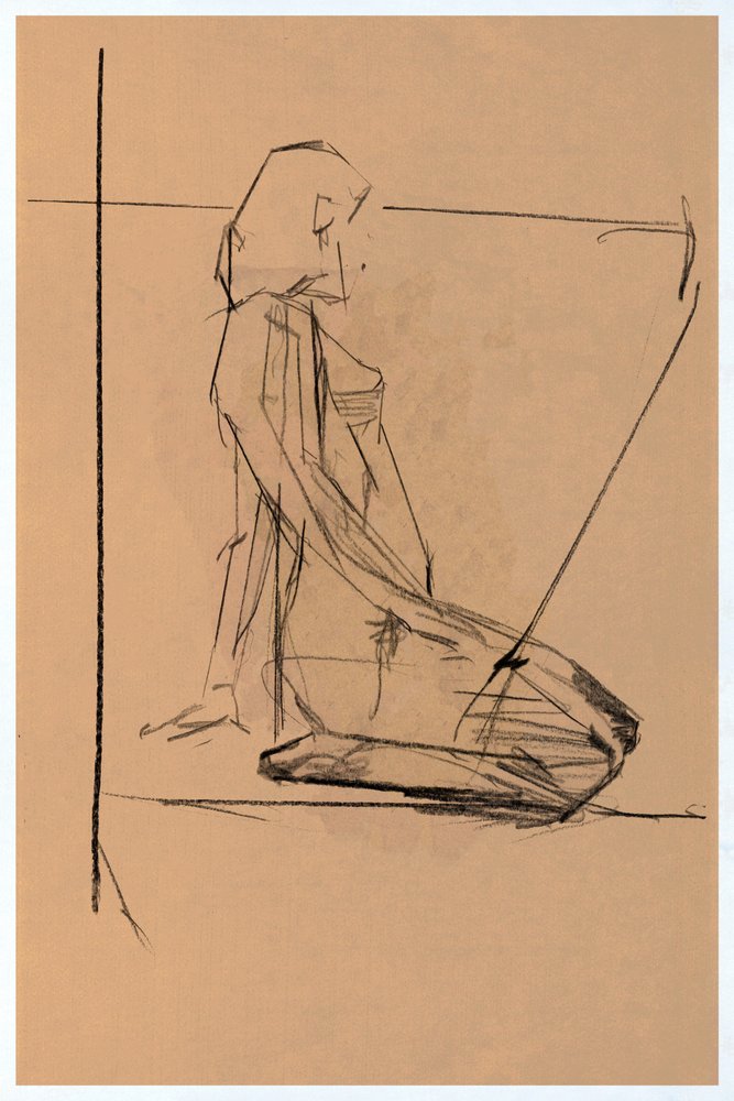 Studio di nudo seduto da cartissi