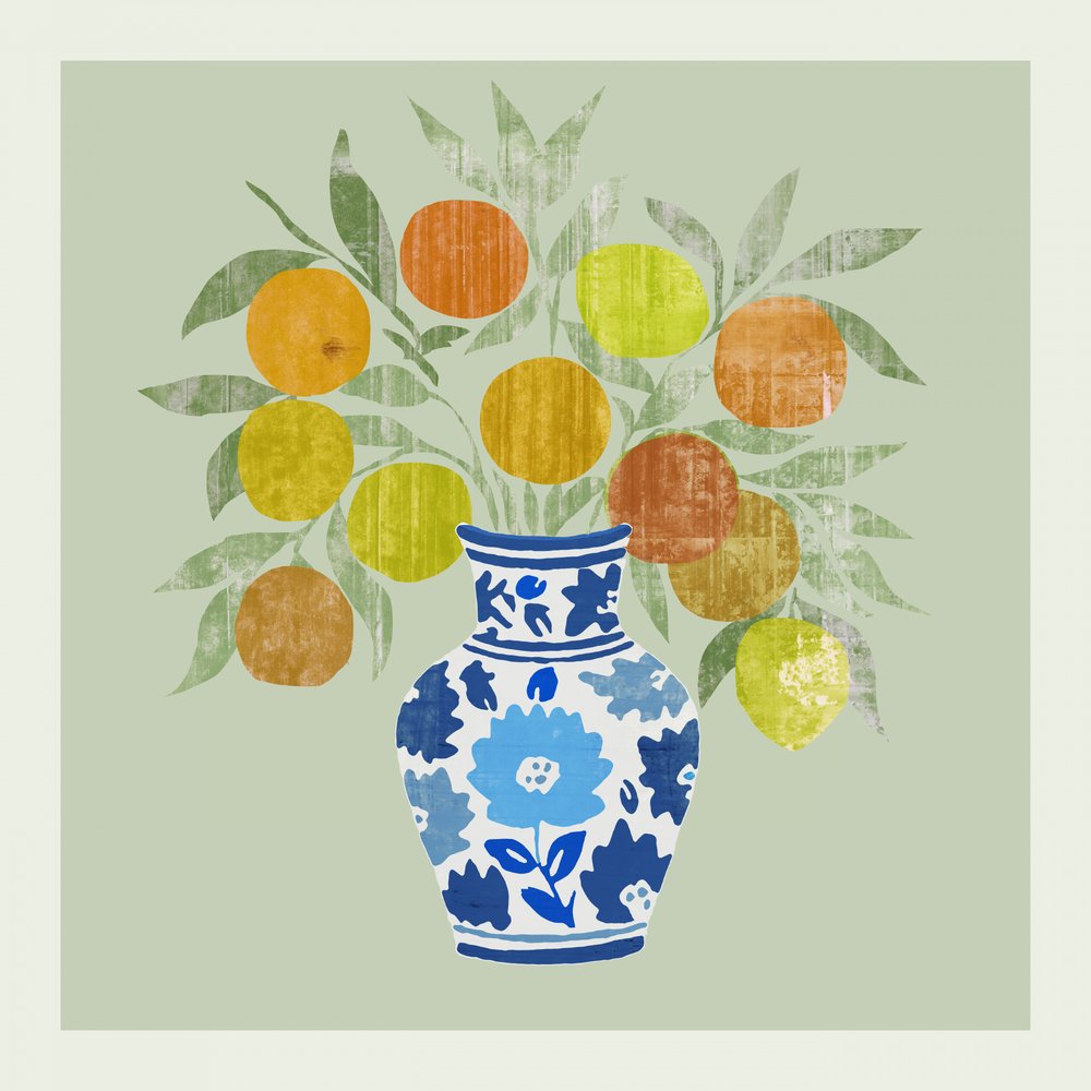 Vaso dai vivaci colori agrumati da cartissi