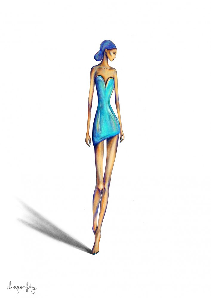 Abito blu elegante da donna da dragonfly