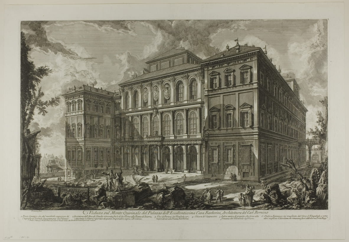 Veduta del palazzo dell'illustre famiglia Barberini sul colle Quirinale, progettato dal