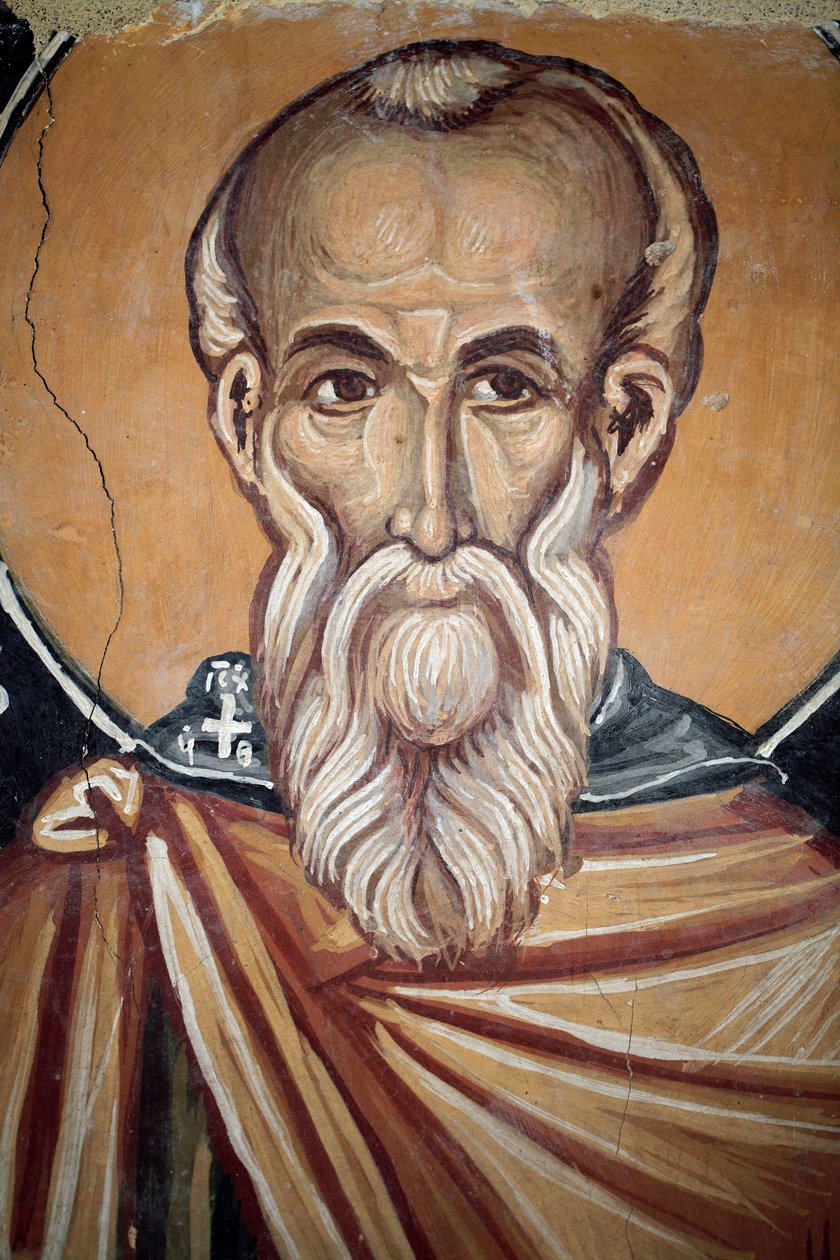 Affresco bizantino del XV secolo (dettaglio), San Teodosio il cenobita, Cappella dell