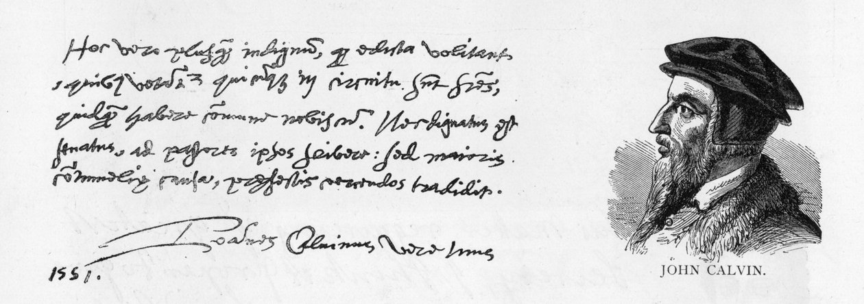 Scrittura e firma di Giovanni Calvino, 8 dicembre 1551 da Unknown