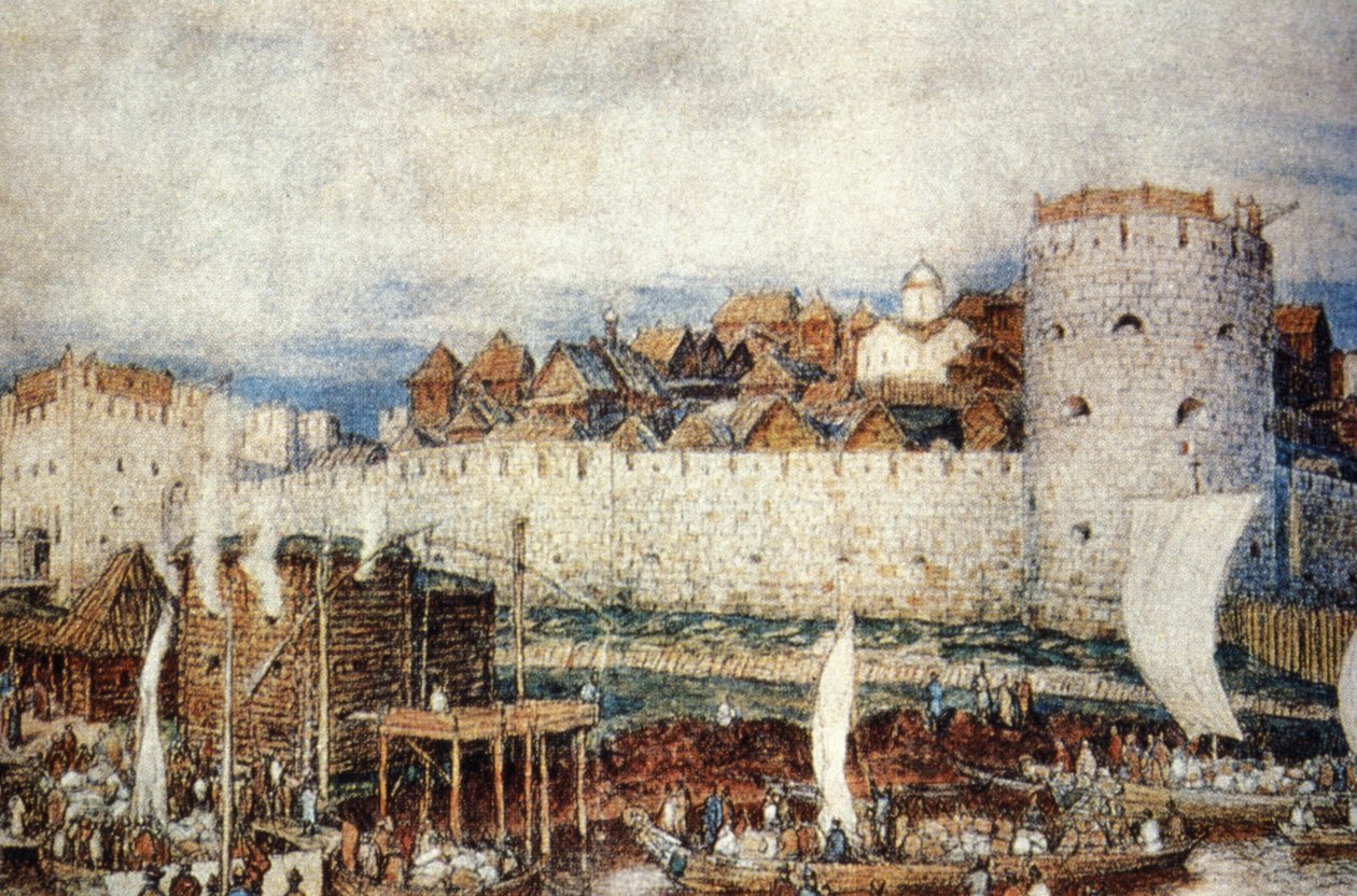 Mosca Cremlino nel XIV secolo, ai tempi di Dmitri Donskoi da Unknown