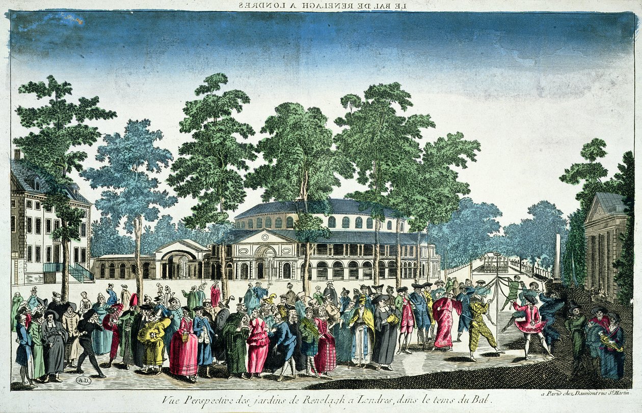 Veduta di un ballo per celebrare il compleanno di Giorgio III (1738-1820) Principe di Galles il 24 maggio 1751 alla Rotonda, Ranelagh House, Londra da Unknown