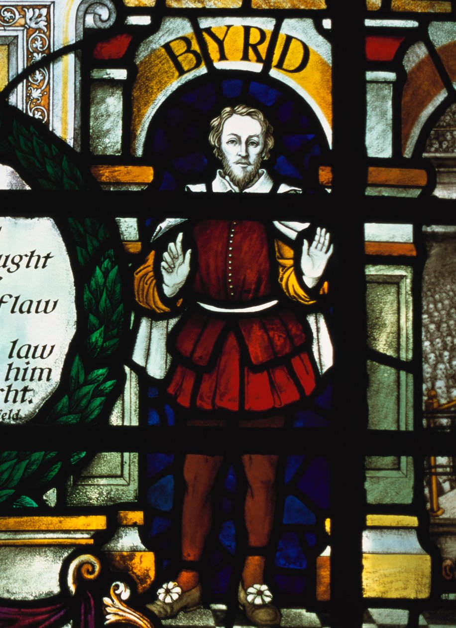 William Byrd (1543-1623) - immagine del compositore inglese in una vetrata, Chiesa di San Sepolcro, Londra da Unknown