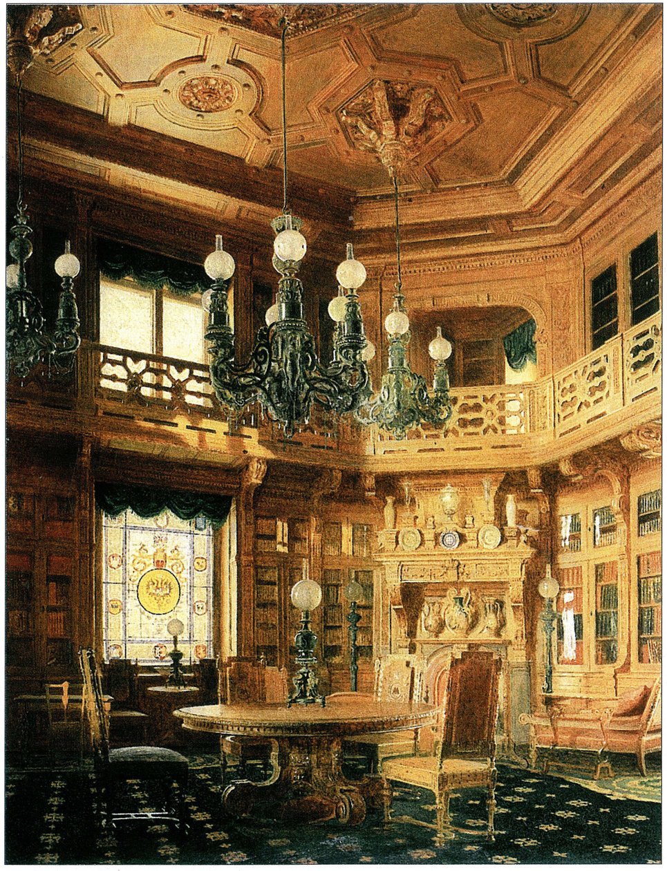 Biblioteca del Palazzo Aničkov. Dipinto del 1869 da Бобров А.А.