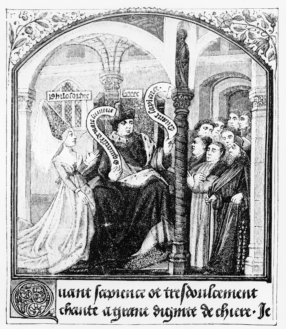 Boezio consulta Dame Filosofia, miniatura da 