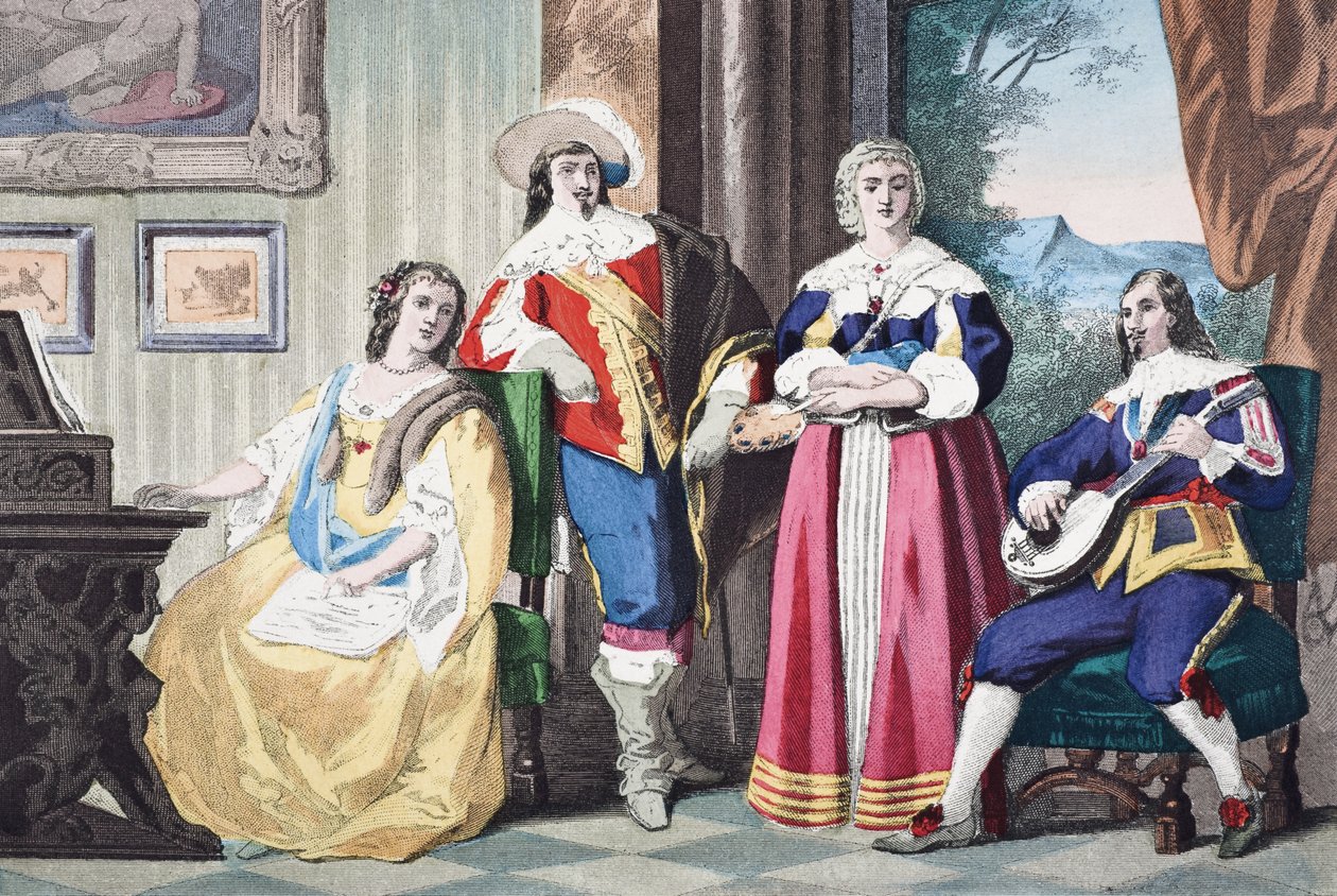Costume del cavaliere inglese durante il regno di Carlo II, c.1670, da 