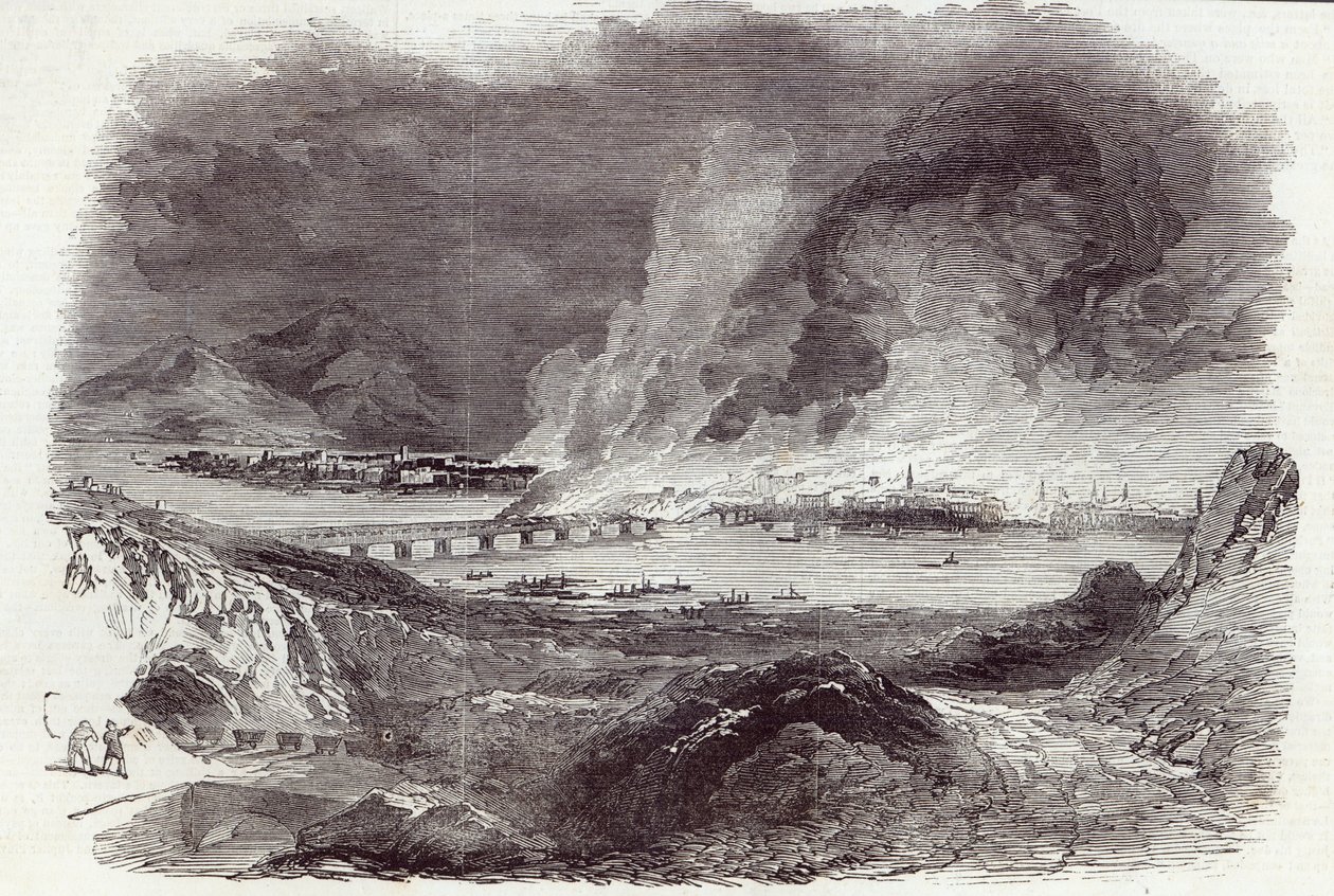 Grande incendio a Pittsburgh, da The Illustrated London News, 17 maggio 1845 (incisione) da English School