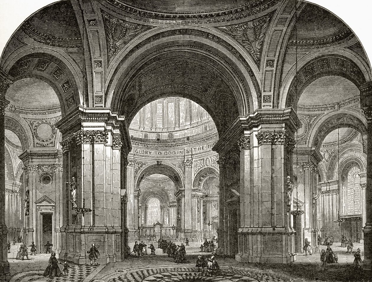 Interno della Navata della Cattedrale di St. Paul, vista verso est, come sarebbe stata dopo il primo progetto di Wren, da 