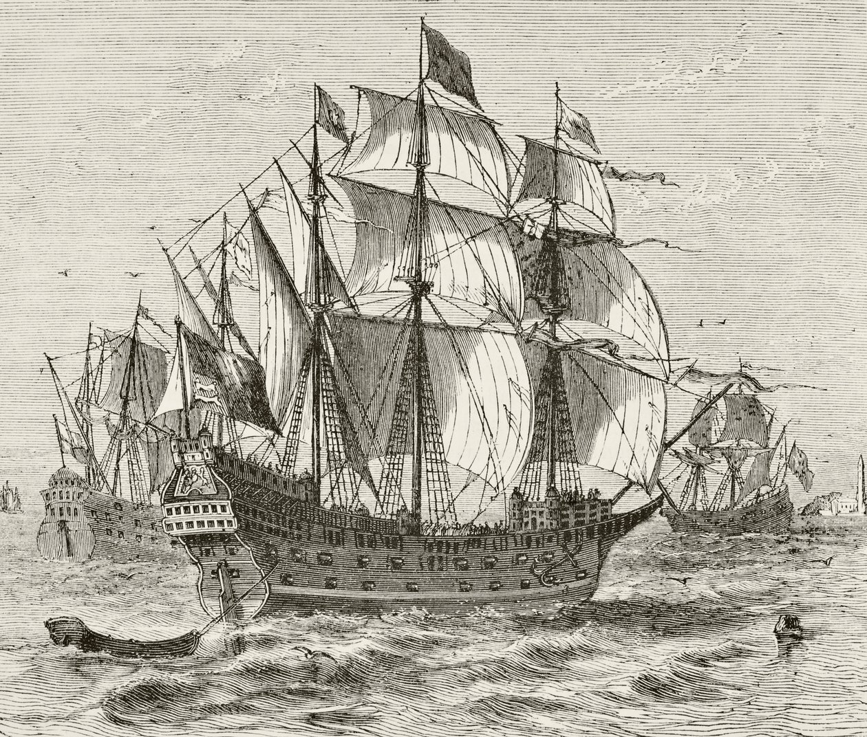 La nave da guerra inglese Harry Grace A Dieu, costruita nel 1513, da 