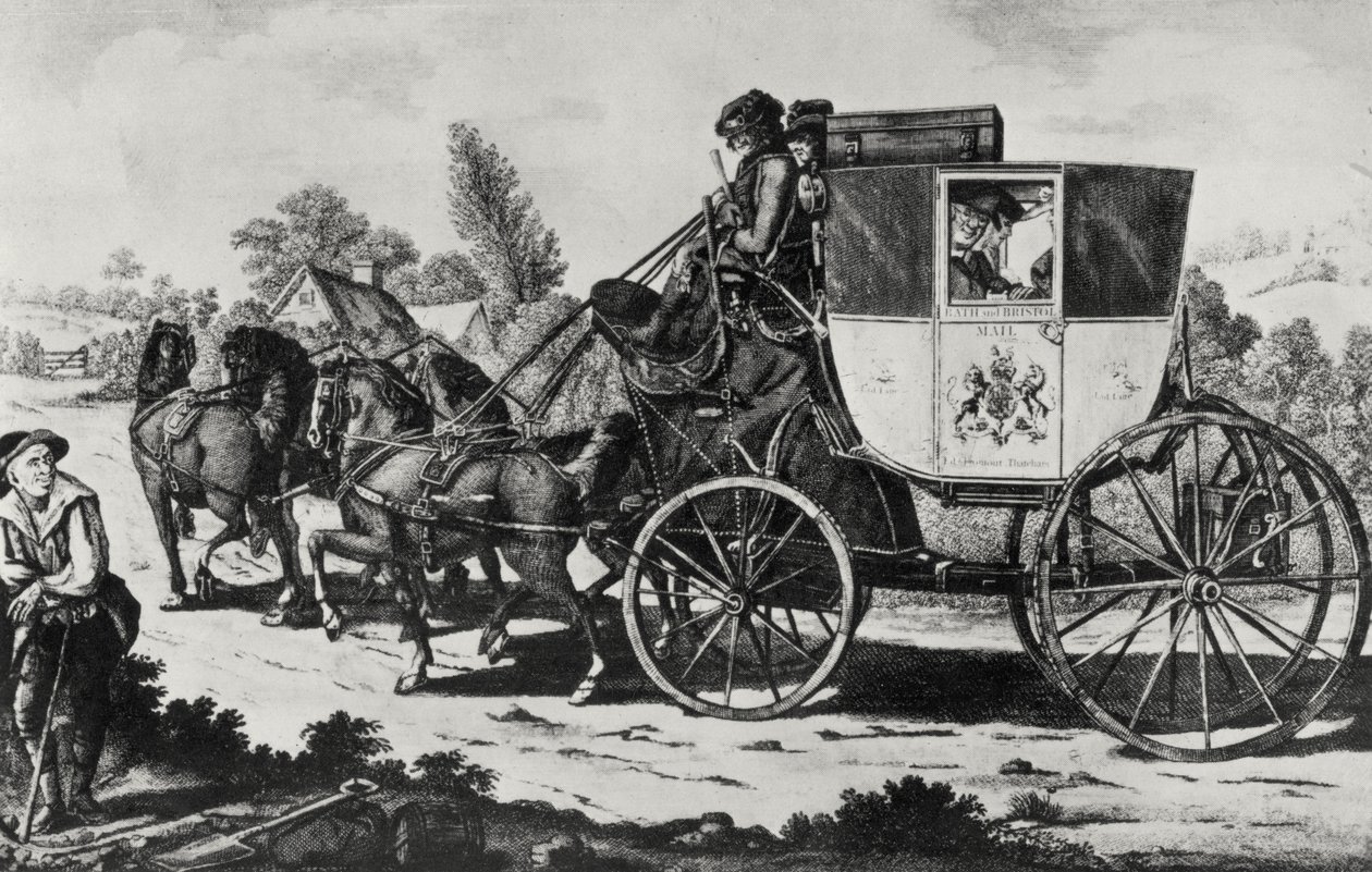 La prima carrozza postale, 1784 da English School