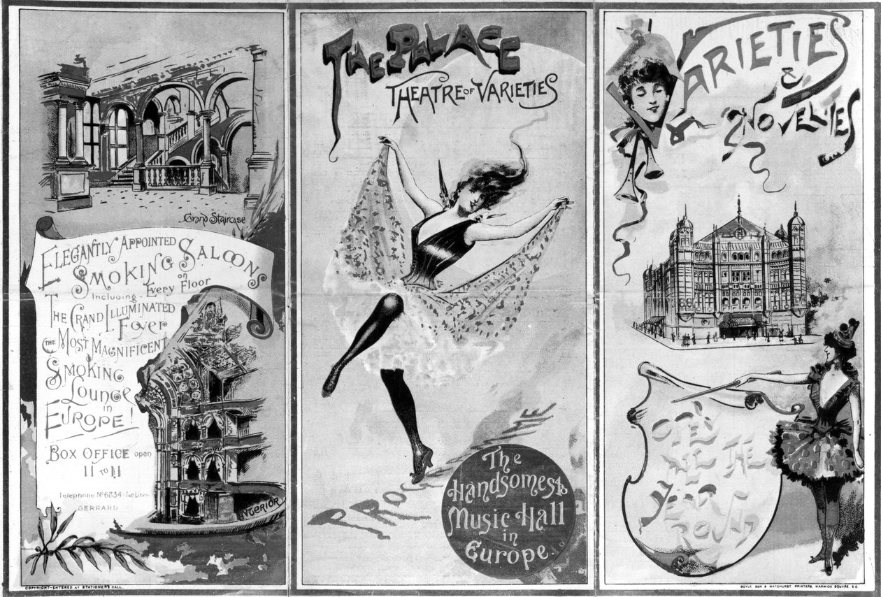 Il Palace Theatre of Varieties, c.1893; teatro del West End di Londra, opera house e music hall; aperto nel 1891 da Richard D