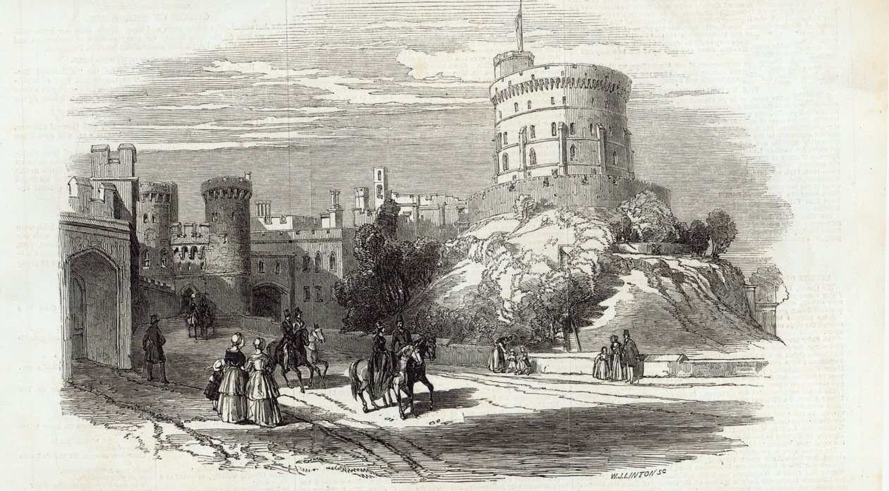 Castello di Windsor - la Torre Rotonda, da The Illustrated London News, 26 settembre 1846 (incisione) da English School