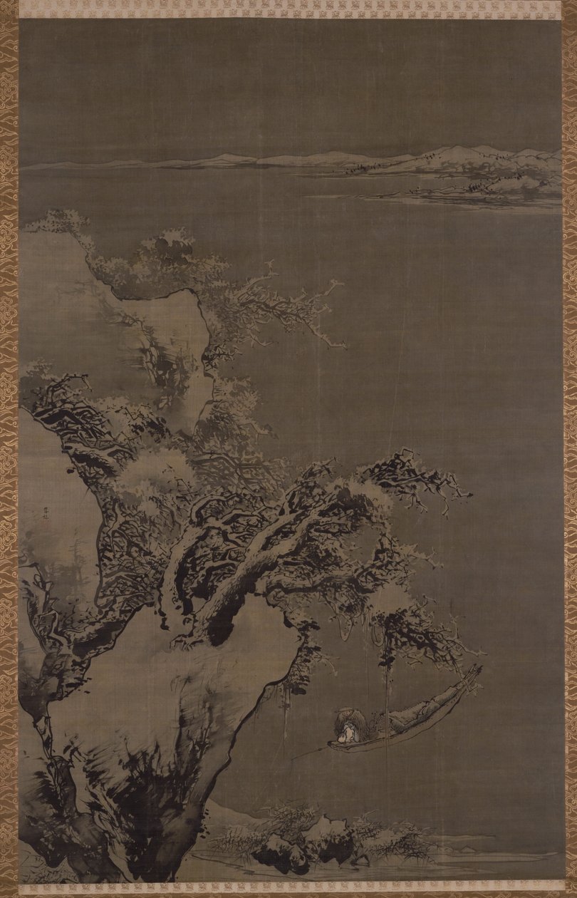 Dipinto di Duan Zhu pescando da solo nelle acque fredde da 东京国立博物馆