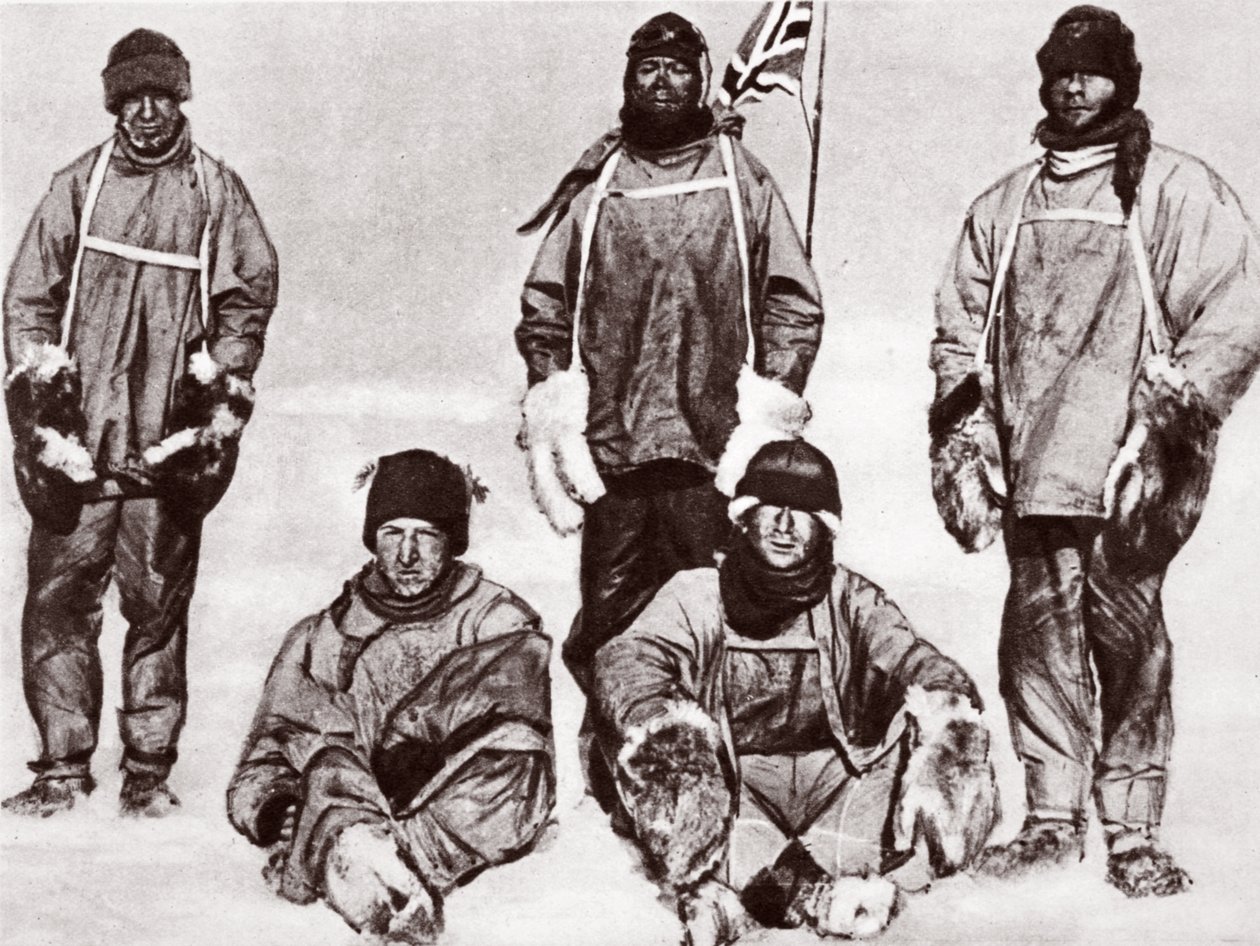 Scott, Wilson, Oates, Bowers ed Evans al Polo Sud, 18 gennaio 1912 da English Photographer