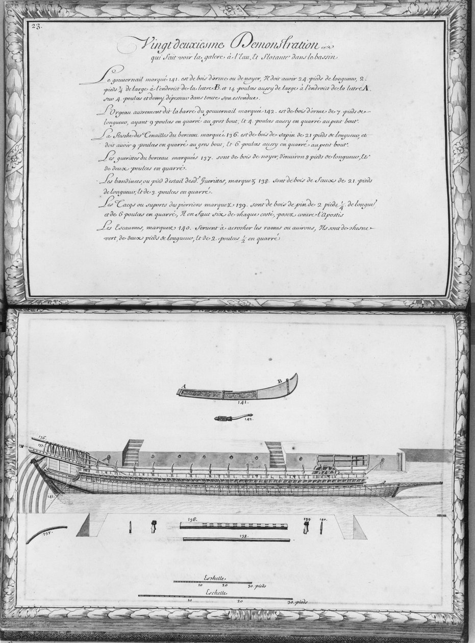 Una galera pronta per il varo, ventiduesima dimostrazione, tavola 23, illustrazione da 