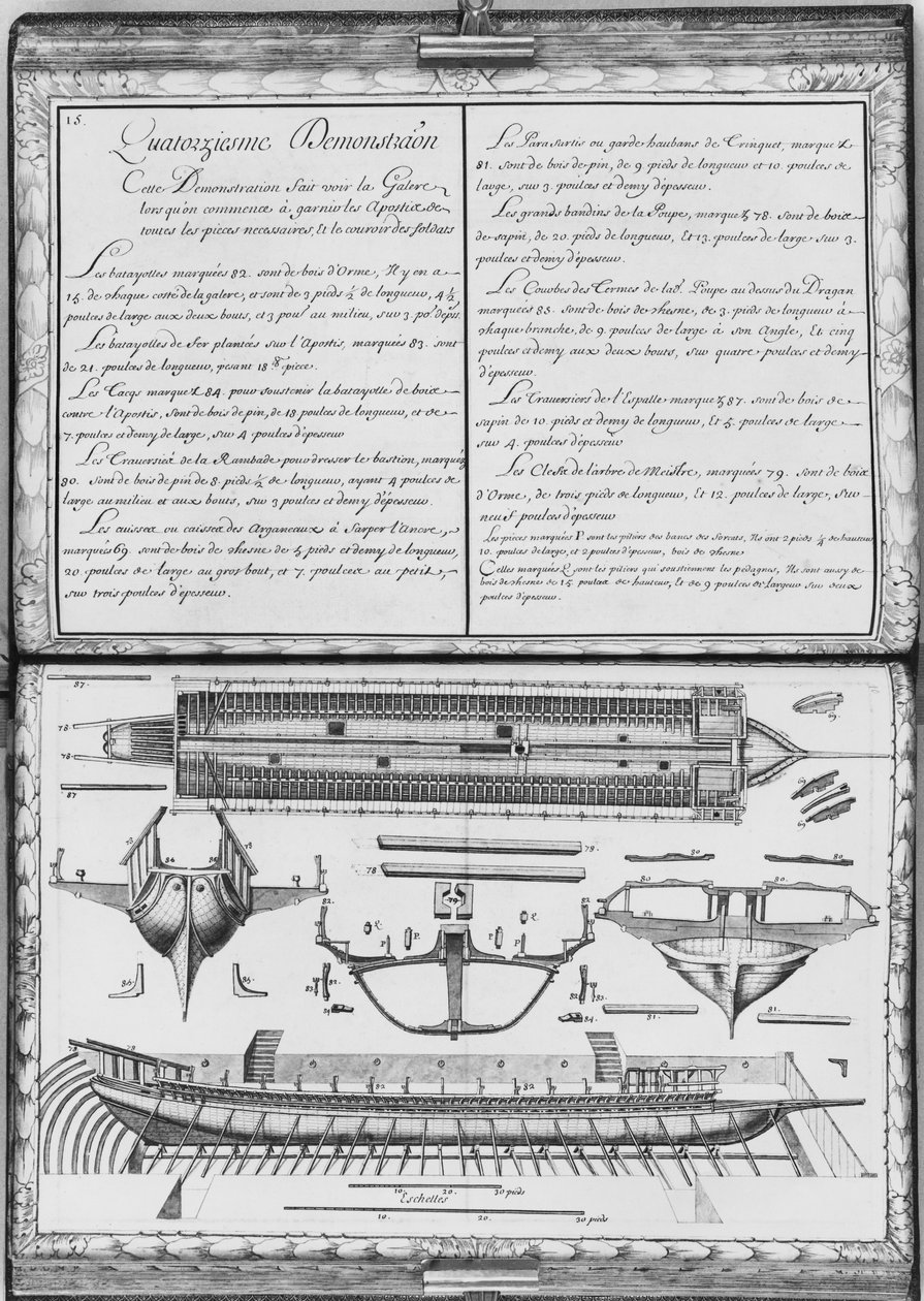 Costruzione di una galea, quattordicesima dimostrazione, tavola 15, illustrazione da 
