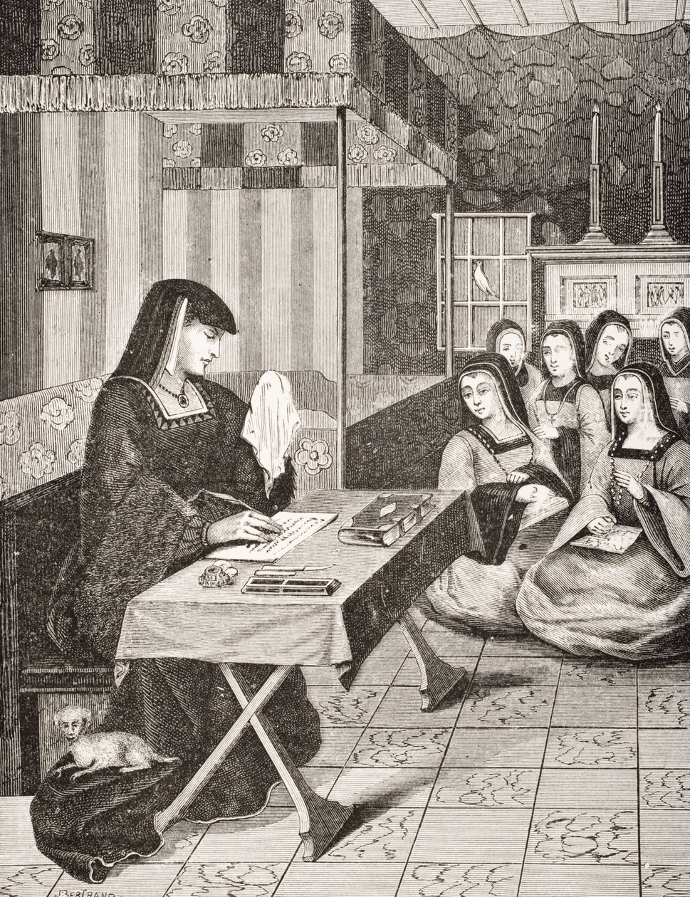 Corte delle Dame di Anna di Bretagna (1477-1514), da una miniatura del XVI secolo da 