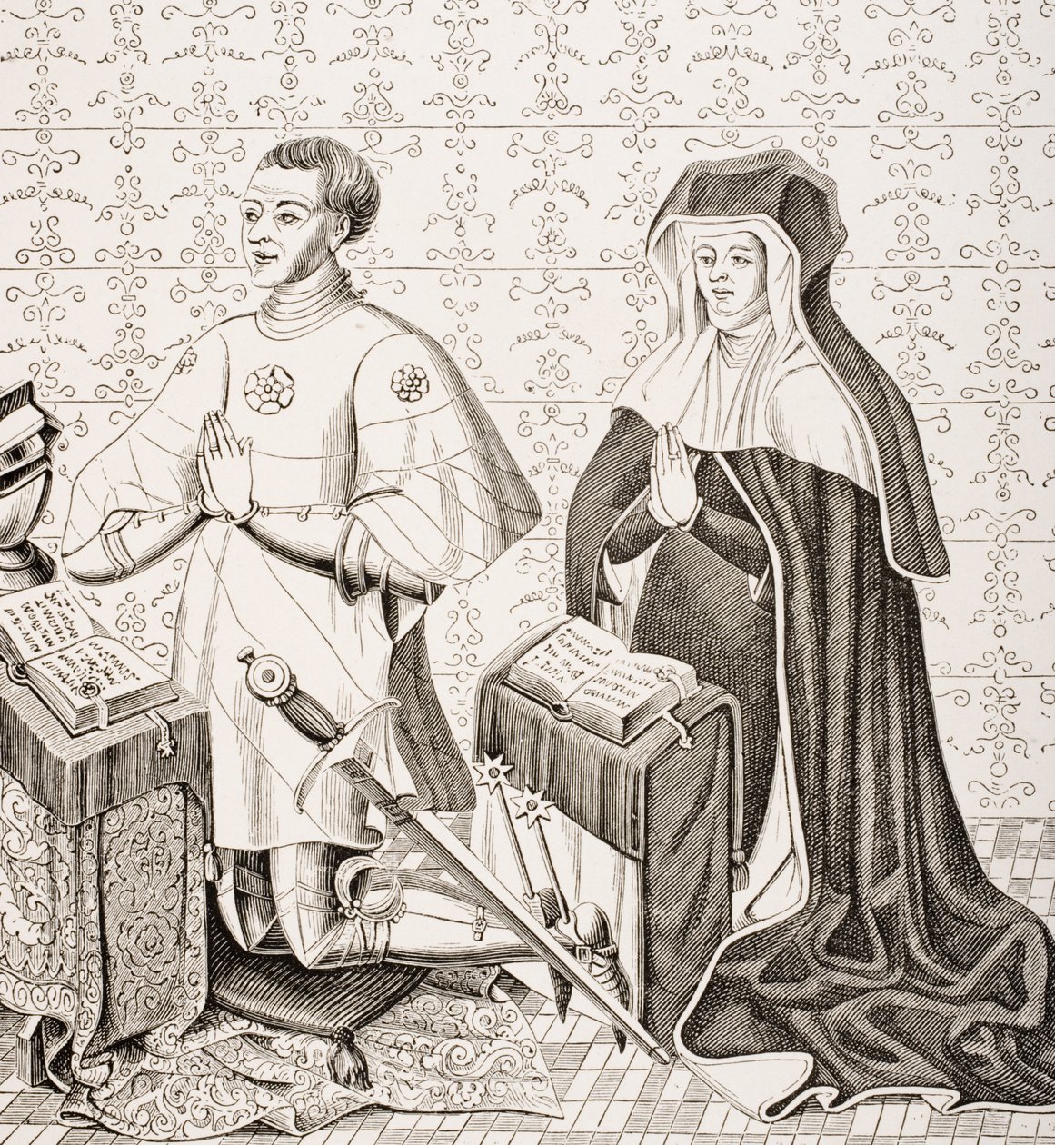 Jean Jouvenel des Ursins e sua moglie, Michelle de Vitry, da un frammento di un quadro una volta nella Cappella degli Ursins, da 