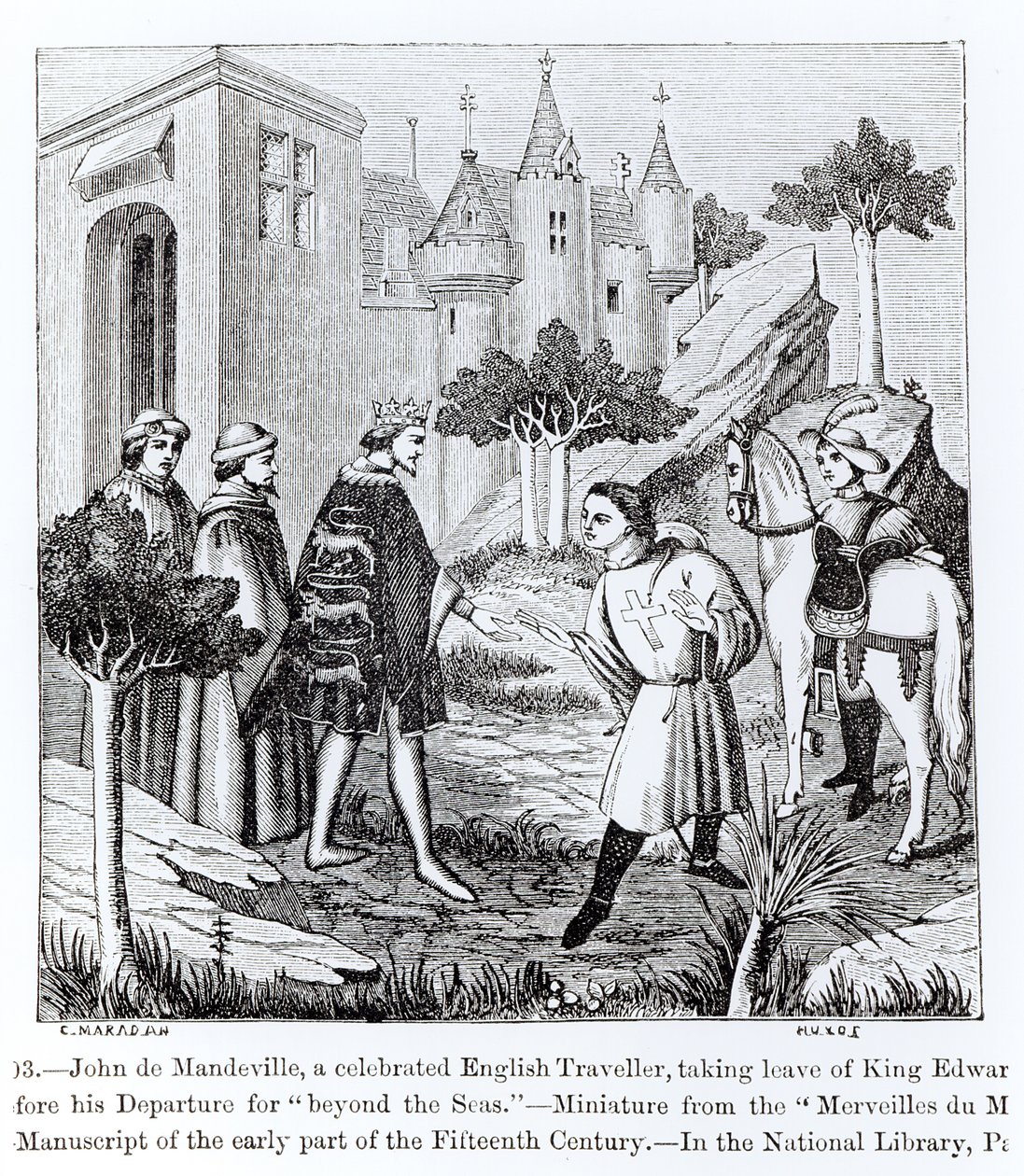 John de Mandeville che saluta il re Edoardo III prima della sua partenza, da 