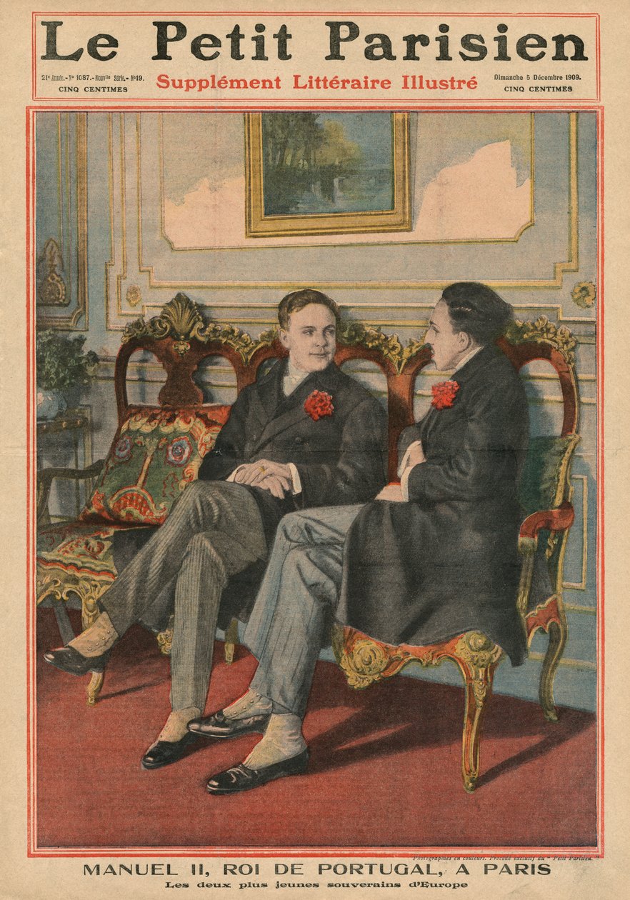 Manuel II, Re del Portogallo, a Parigi con Alfonso XIII, Re di Spagna, i due sovrani più giovani d