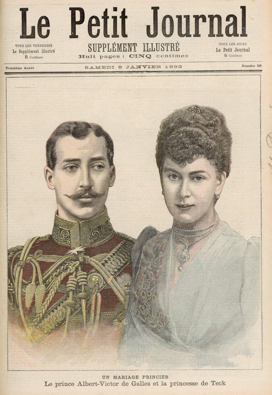Il Fidanzamento di Alberto Vittorio (1864-92) Duca di Clarence, figlio maggiore di Edoardo, Principe di Galles con Vittoria Maria di Teck (1867-1953) da 