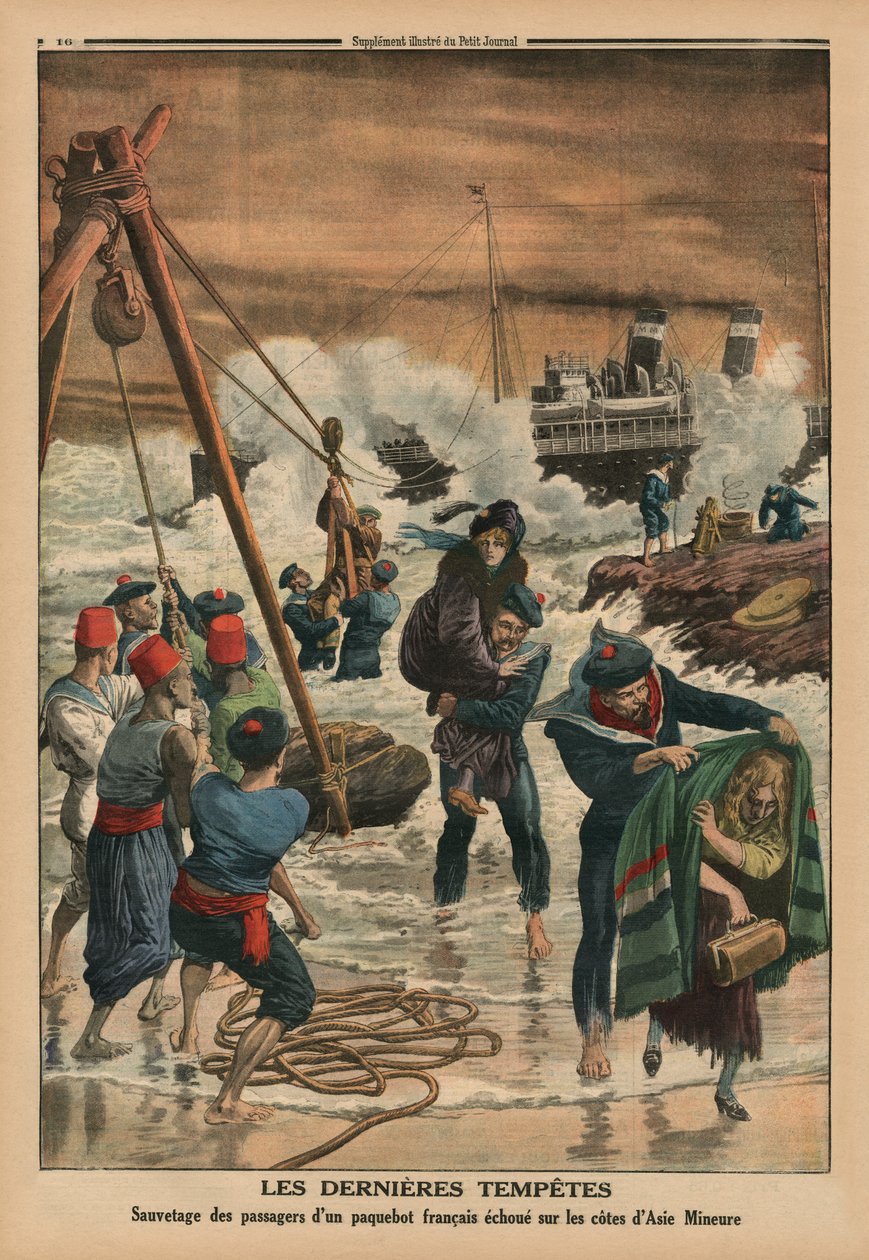 Le ultime tempeste marine, salvataggio dei passeggeri di un transatlantico francese sulla costa dell
