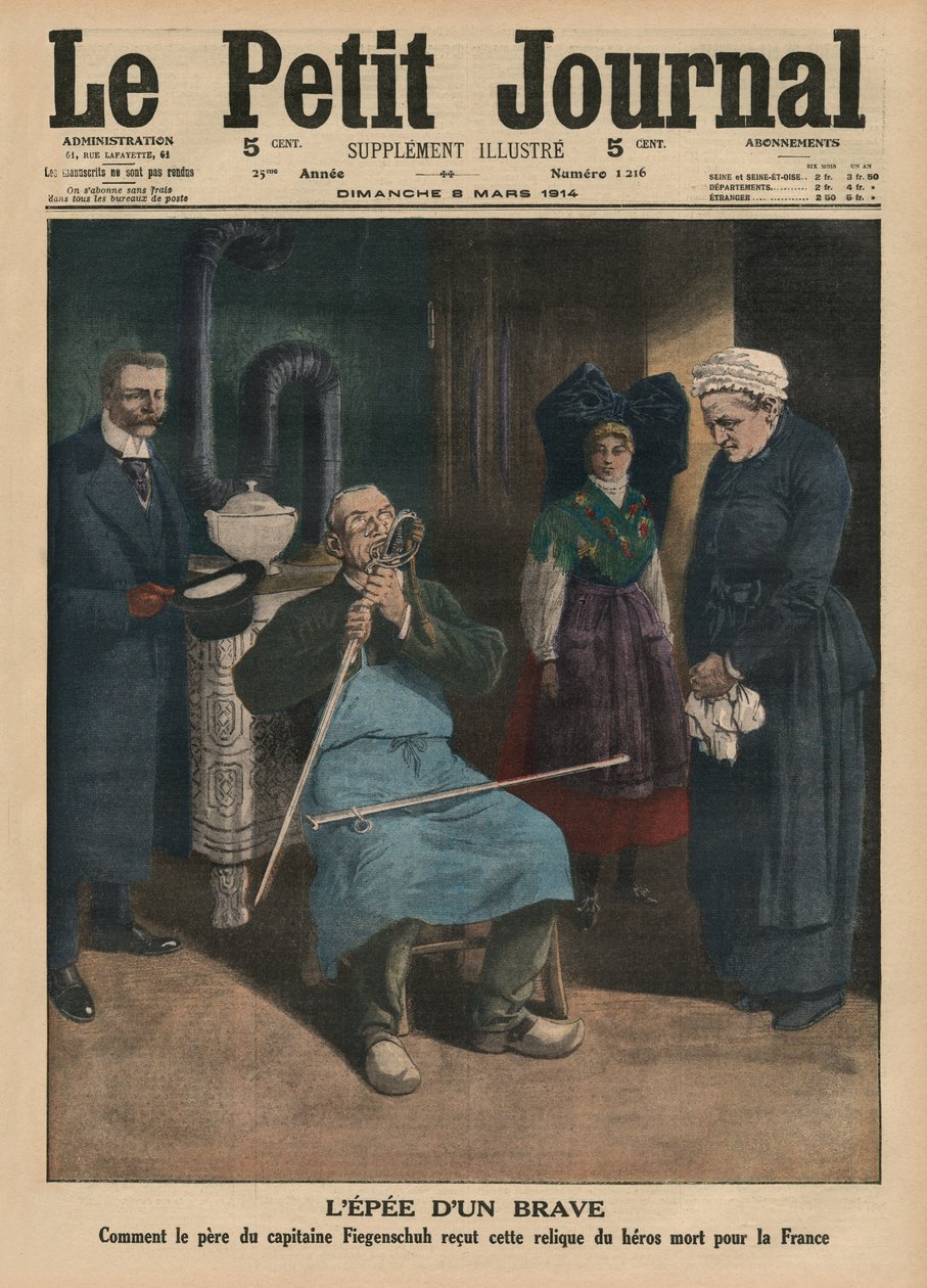 La spada di un uomo coraggioso, come il padre del Capitano Fiegenschuh ricevette la reliquia di un eroe ucciso per la Francia, illustrazione di copertina da 