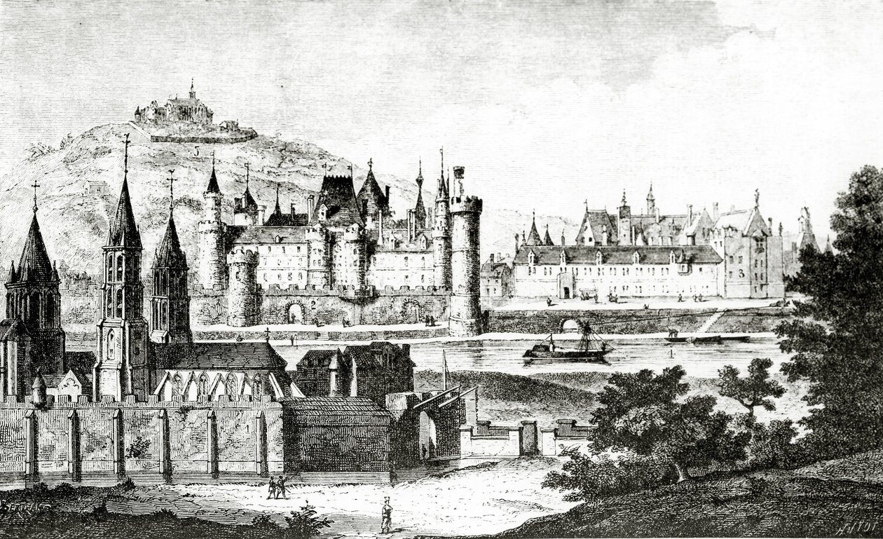 Veduta di Saint-Germain-des-Prés e del Pré-aux-Clercs durante il regno di Carlo V, da 