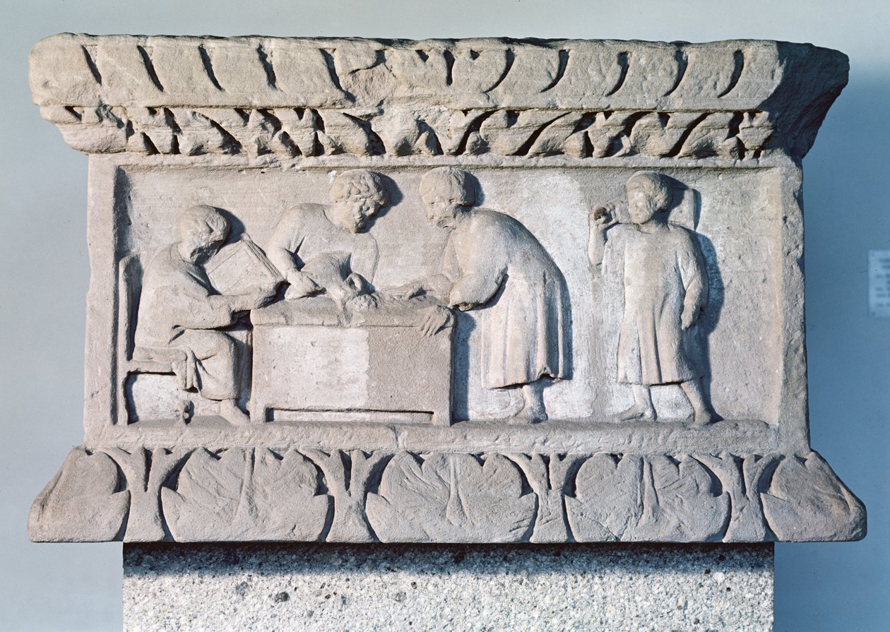 Rilievo che raffigura una scena di riscossione delle tasse da Gallo Roman