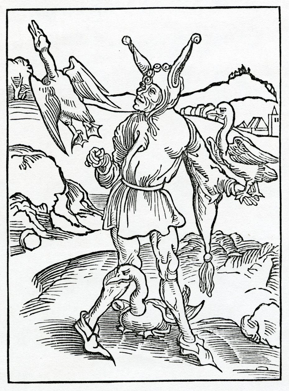 Di colui che non può e non vuole imparare, e dice molto, portando via poco, non intendo i ladri, illustrazione dalla traduzione inglese di Alexander Barclay di 