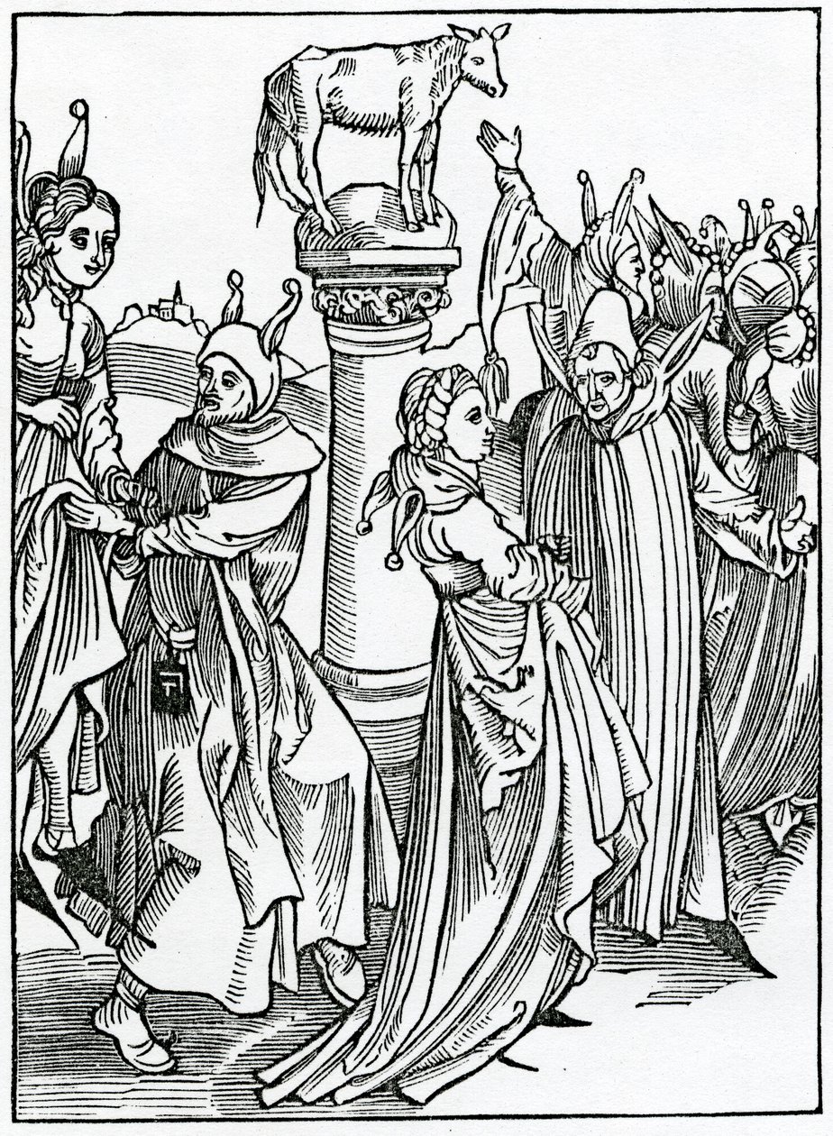 Di salti e danze e sciocchi che passano il loro tempo in tale vanità, illustrazione dalla traduzione inglese di Alexander Barclay di 