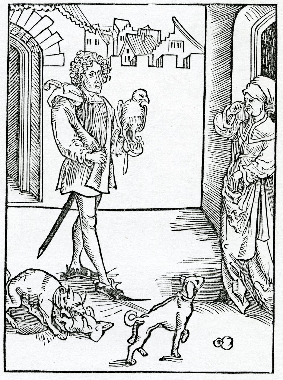 Di coloro che fanno rumori, raccontano storie e fanno altre cose illecite e disoneste nella chiesa di Dio, illustrazione dalla traduzione inglese di Alexander Barclay di 