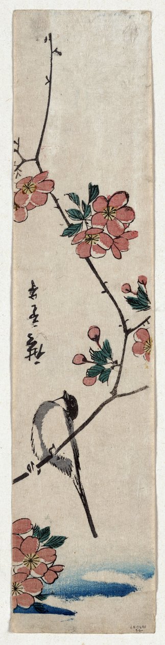 Uccellino su un ramo di Kaidozakura da Utagawa Hiroshige