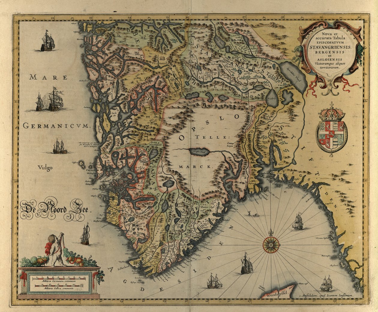 Nova et accurata tabula episcopatuum Stavangriensis, bergensis da Jan og Jodocus Hondius Janssonius