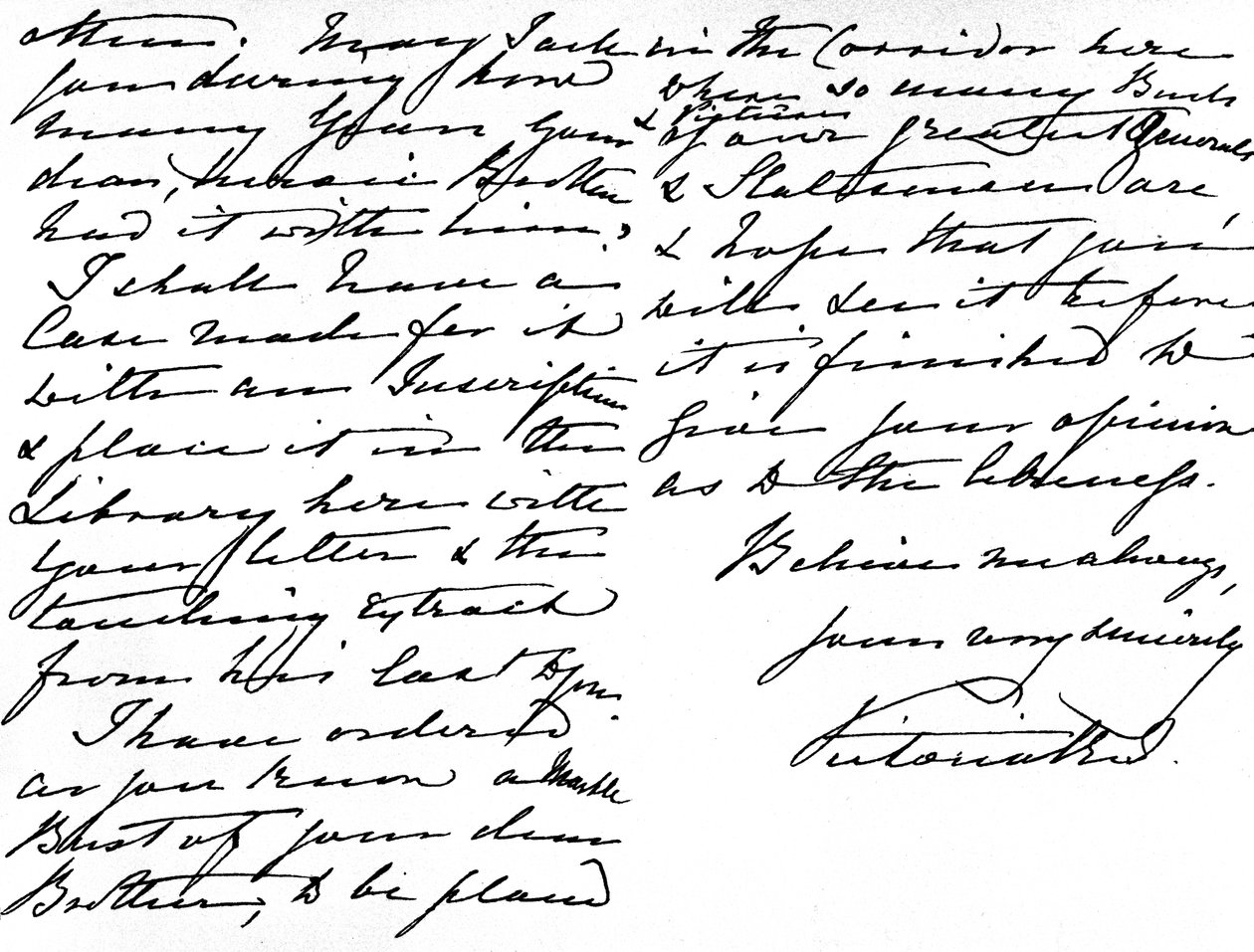Lettera a Miss Gordon, ringraziandola per il dono di una Bibbia appartenuta a suo fratello, il generale Gordon, e chiedendo da quanto tempo Gordon possedesse questo 